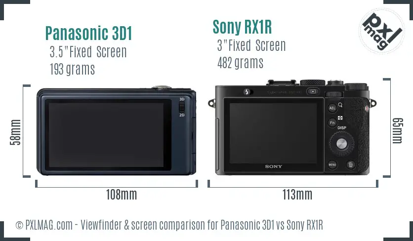 Panasonic 3D1 vs Sony RX1R Screen and Viewfinder comparison