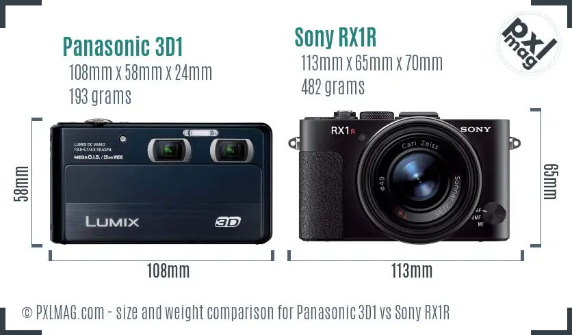 Panasonic 3D1 vs Sony RX1R size comparison