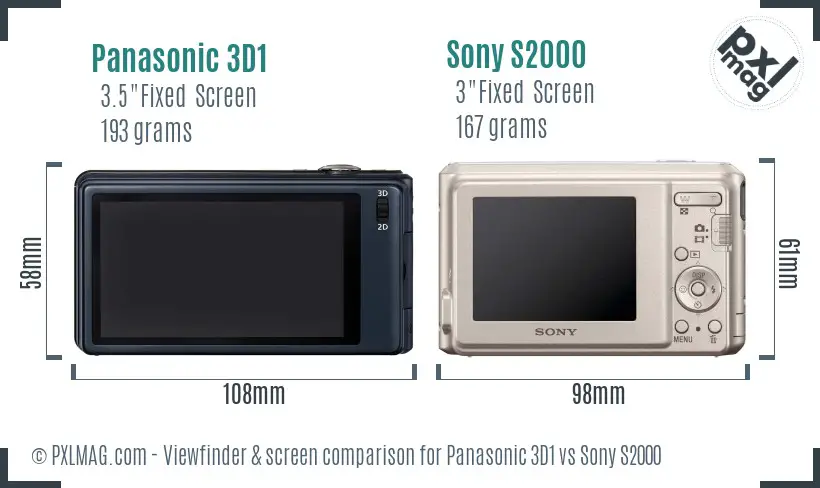 Panasonic 3D1 vs Sony S2000 Screen and Viewfinder comparison