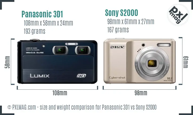 Panasonic 3D1 vs Sony S2000 size comparison