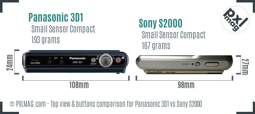 Panasonic 3D1 vs Sony S2000 top view buttons comparison
