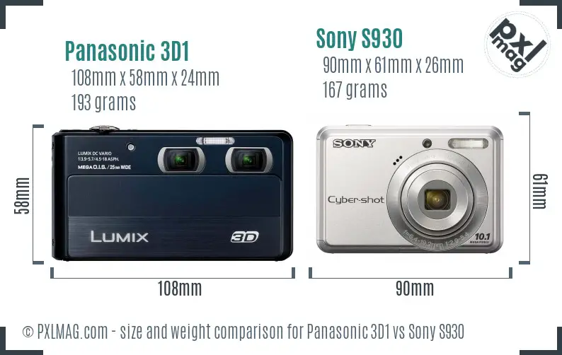Panasonic 3D1 vs Sony S930 size comparison
