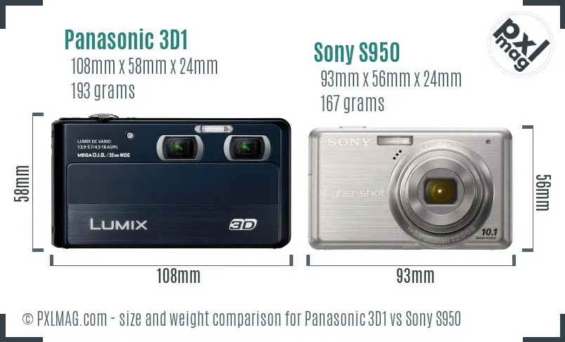 Panasonic 3D1 vs Sony S950 size comparison