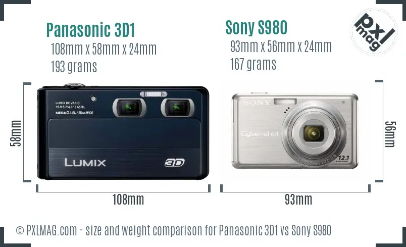 Panasonic 3D1 vs Sony S980 size comparison