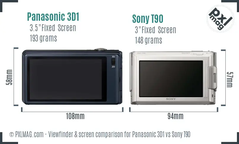 Panasonic 3D1 vs Sony T90 Screen and Viewfinder comparison