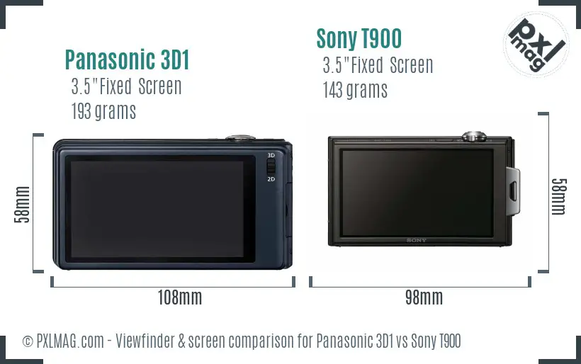 Panasonic 3D1 vs Sony T900 Screen and Viewfinder comparison
