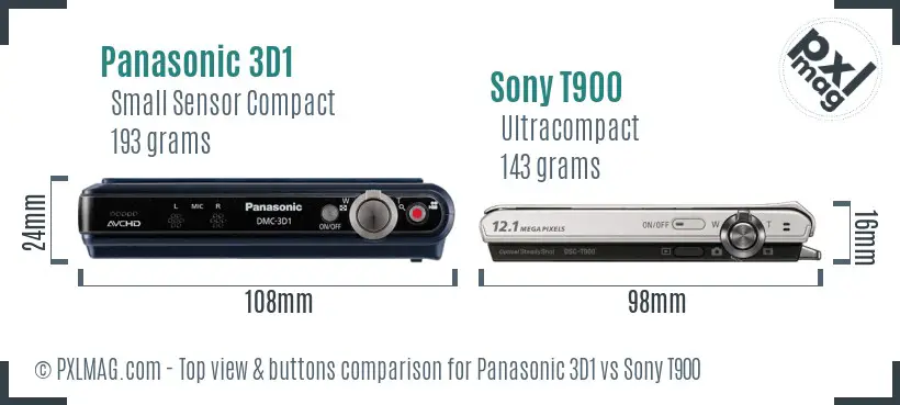 Panasonic 3D1 vs Sony T900 top view buttons comparison