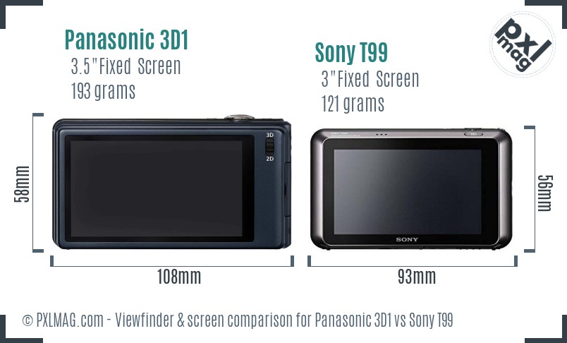 Panasonic 3D1 vs Sony T99 Screen and Viewfinder comparison