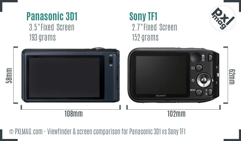 Panasonic 3D1 vs Sony TF1 Screen and Viewfinder comparison