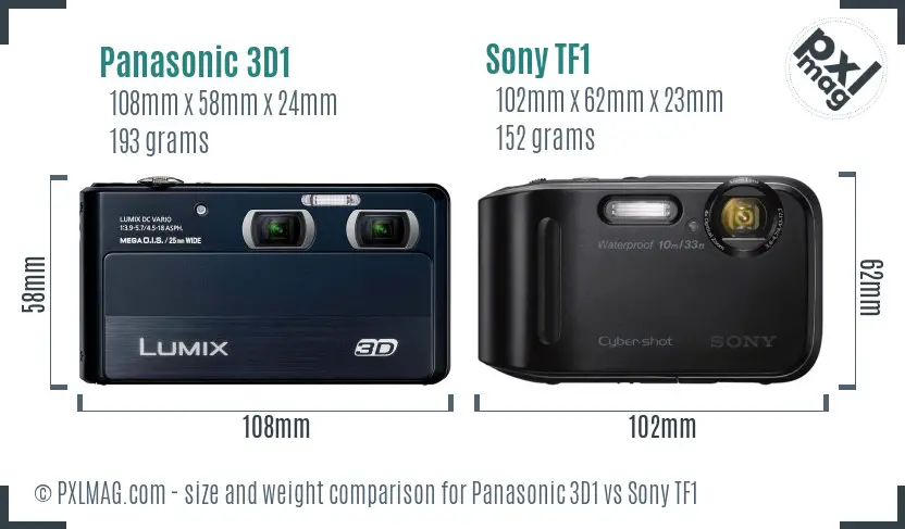 Panasonic 3D1 vs Sony TF1 size comparison