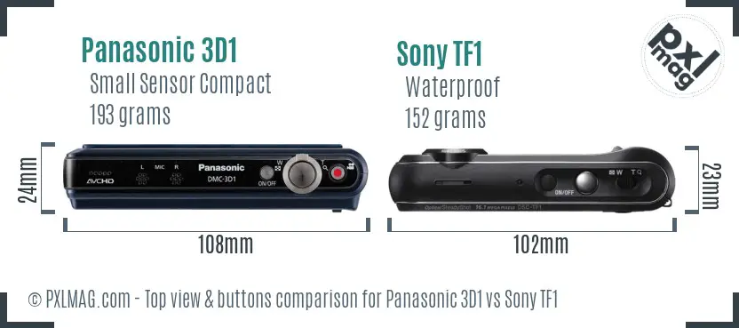 Panasonic 3D1 vs Sony TF1 top view buttons comparison