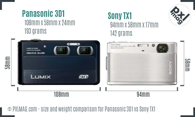 Panasonic 3D1 vs Sony TX1 size comparison