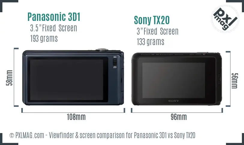Panasonic 3D1 vs Sony TX20 Screen and Viewfinder comparison