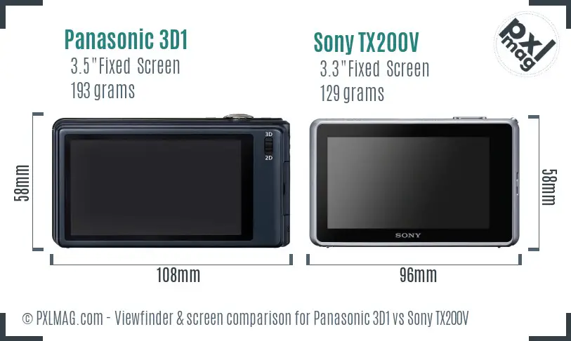 Panasonic 3D1 vs Sony TX200V Screen and Viewfinder comparison