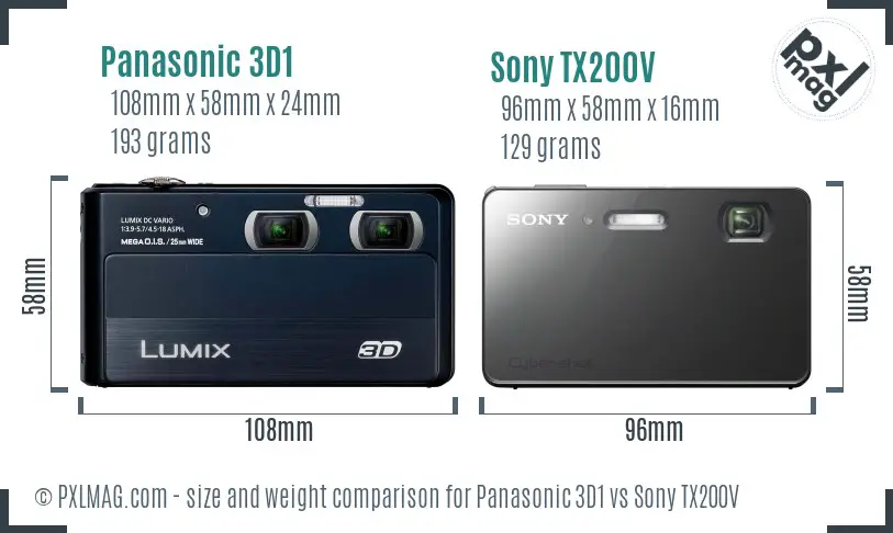 Panasonic 3D1 vs Sony TX200V size comparison Panasonic 3D1 vs Sony TX200V size comparison