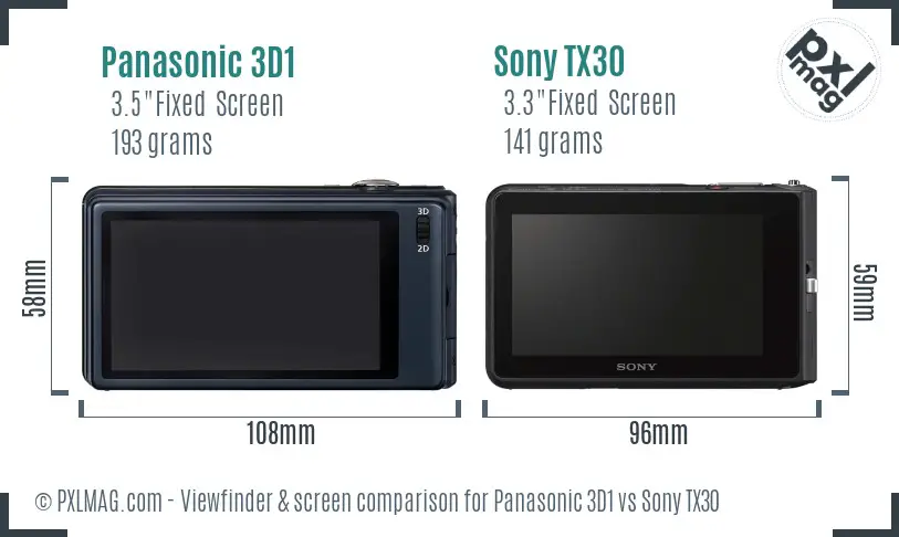 Panasonic 3D1 vs Sony TX30 Screen and Viewfinder comparison