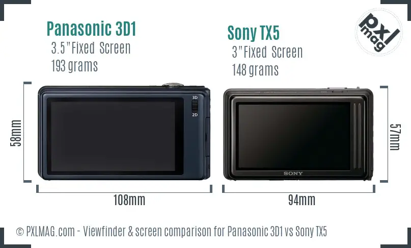 Panasonic 3D1 vs Sony TX5 Screen and Viewfinder comparison