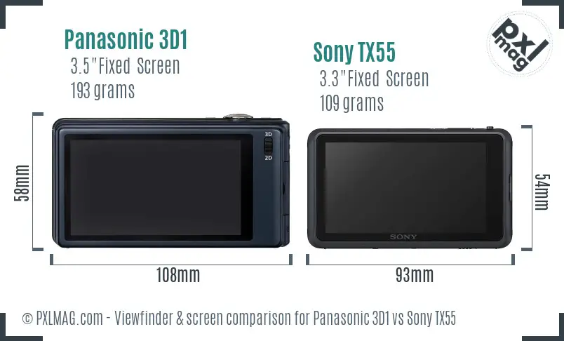 Panasonic 3D1 vs Sony TX55 Screen and Viewfinder comparison