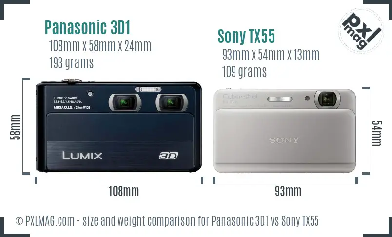 Panasonic 3D1 vs Sony TX55 size comparison Panasonic 3D1 vs Sony TX55 size comparison