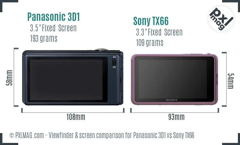 Panasonic 3D1 vs Sony TX66 Screen and Viewfinder comparison