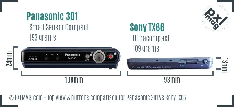 Panasonic 3D1 vs Sony TX66 top view buttons comparison