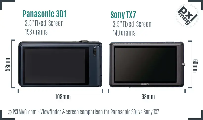 Panasonic 3D1 vs Sony TX7 Screen and Viewfinder comparison