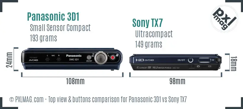 Panasonic 3D1 vs Sony TX7 top view buttons comparison