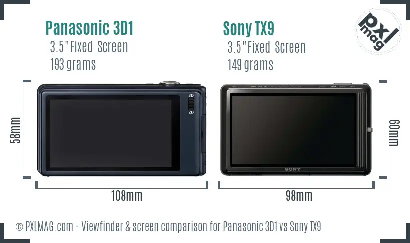 Panasonic 3D1 vs Sony TX9 Screen and Viewfinder comparison Panasonic 3D1 vs Sony TX9 Screen and Viewfinder comparison