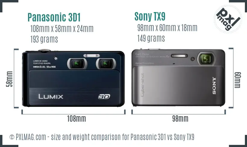 Panasonic 3D1 vs Sony TX9 size comparison Panasonic 3D1 vs Sony TX9 size comparison