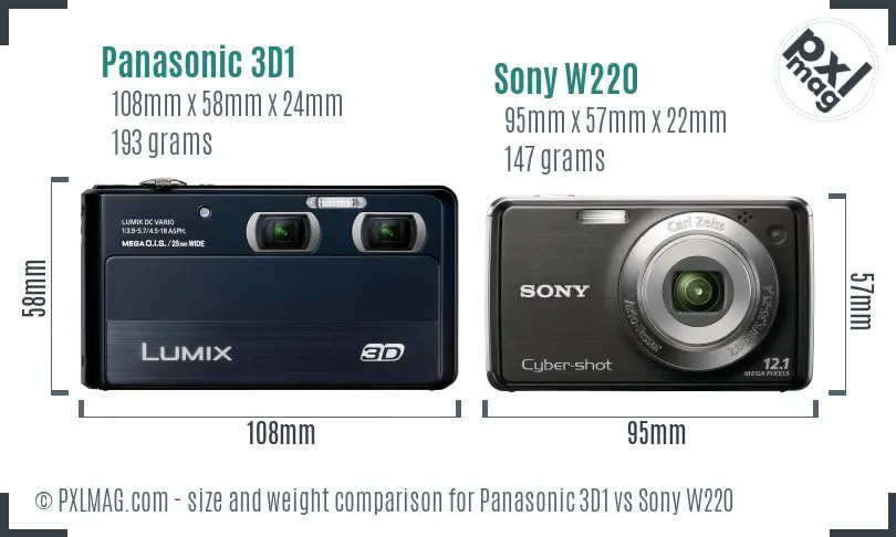 Panasonic 3D1 vs Sony W220 size comparison