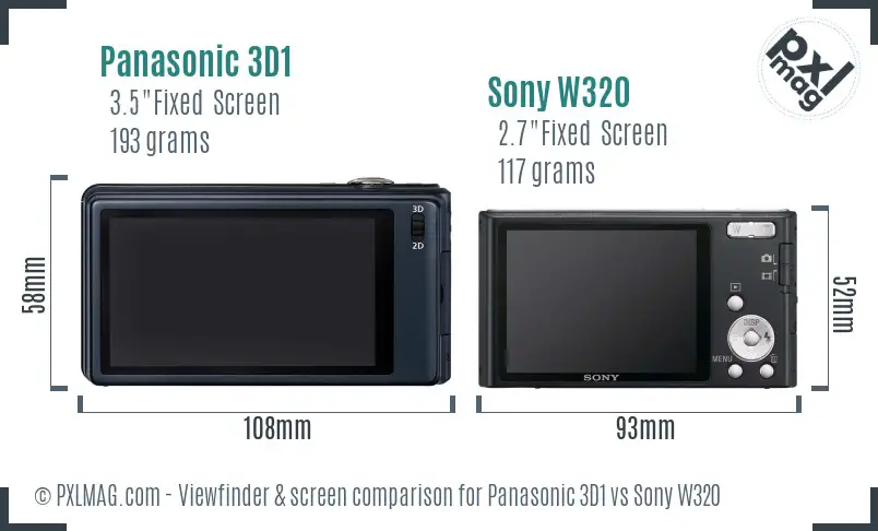 Panasonic 3D1 vs Sony W320 Screen and Viewfinder comparison Panasonic 3D1 vs Sony W320 Screen and Viewfinder comparison