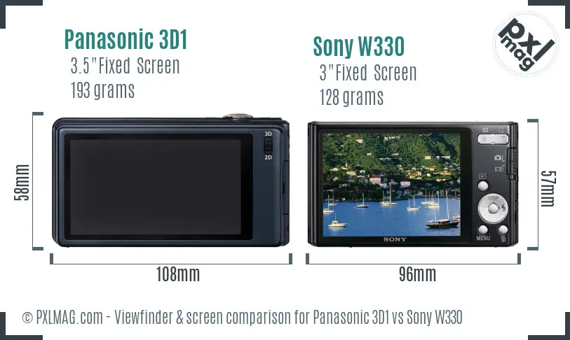 Panasonic 3D1 vs Sony W330 Screen and Viewfinder comparison