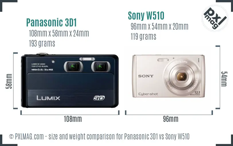Panasonic 3D1 vs Sony W510 size comparison