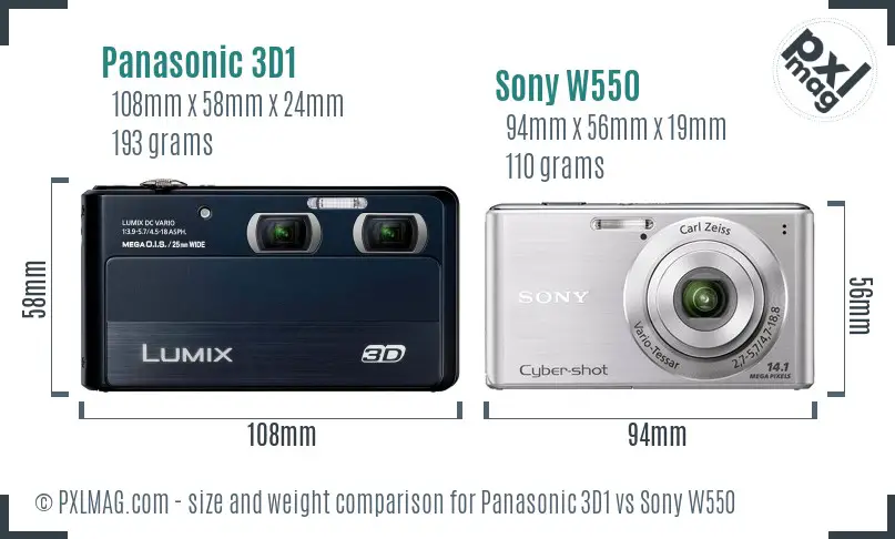 Panasonic 3D1 vs Sony W550 size comparison Panasonic 3D1 vs Sony W550 size comparison