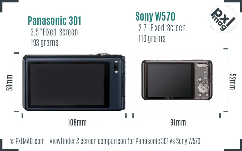 Panasonic 3D1 vs Sony W570 Screen and Viewfinder comparison