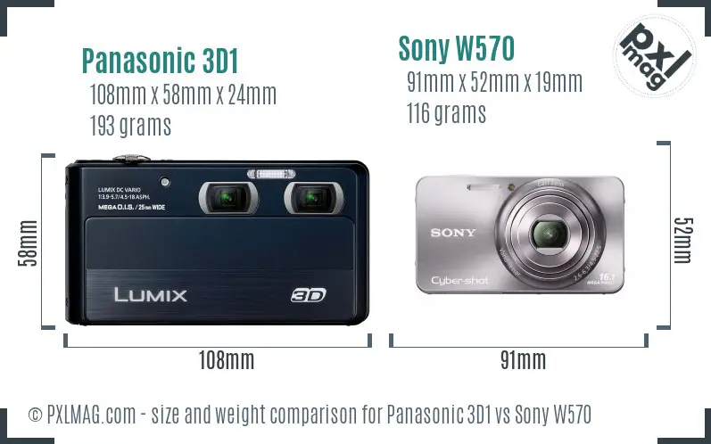 Panasonic 3D1 vs Sony W570 size comparison