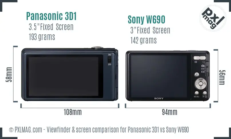 Panasonic 3D1 vs Sony W690 Screen and Viewfinder comparison