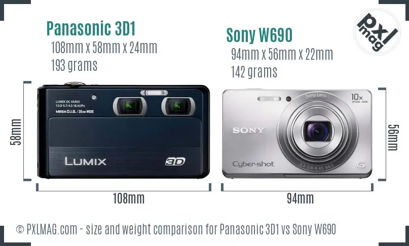 Panasonic 3D1 vs Sony W690 size comparison