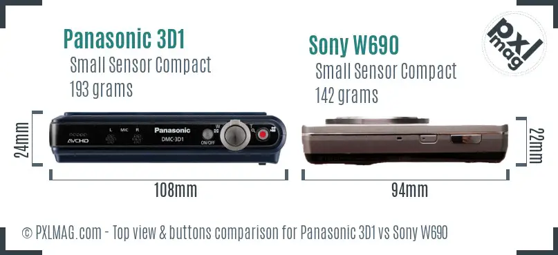 Panasonic 3D1 vs Sony W690 top view buttons comparison