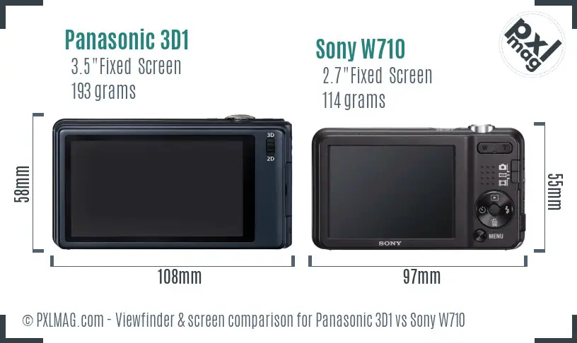 Panasonic 3D1 vs Sony W710 Screen and Viewfinder comparison