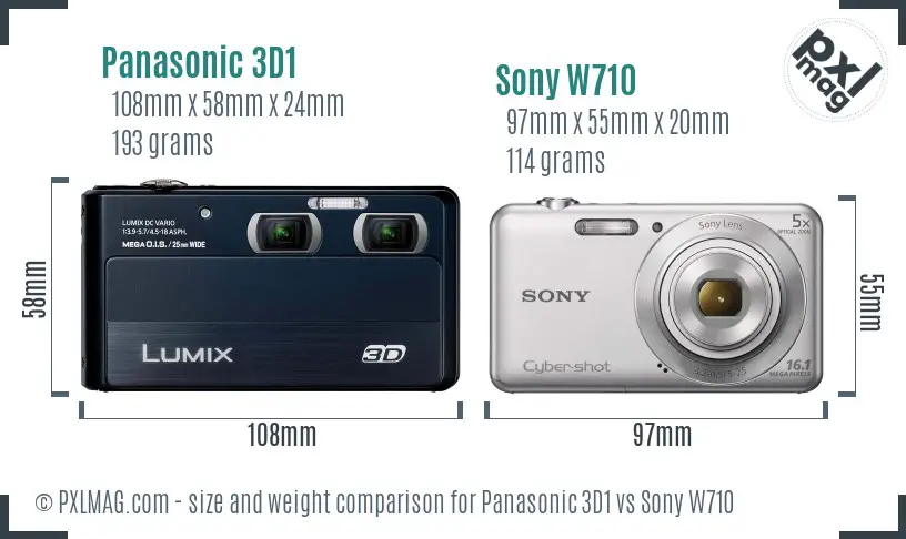 Panasonic 3D1 vs Sony W710 size comparison