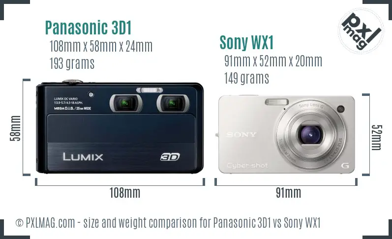 Panasonic 3D1 vs Sony WX1 size comparison