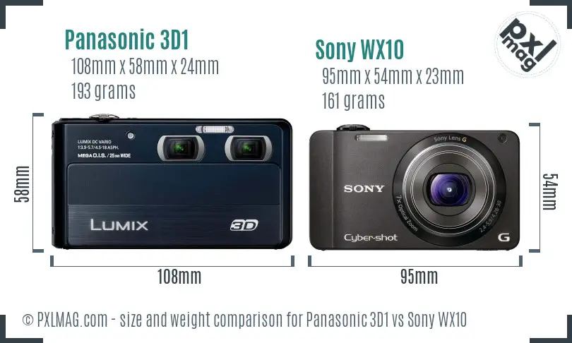 Panasonic 3D1 vs Sony WX10 size comparison