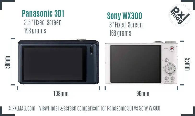 Panasonic 3D1 vs Sony WX300 Screen and Viewfinder comparison