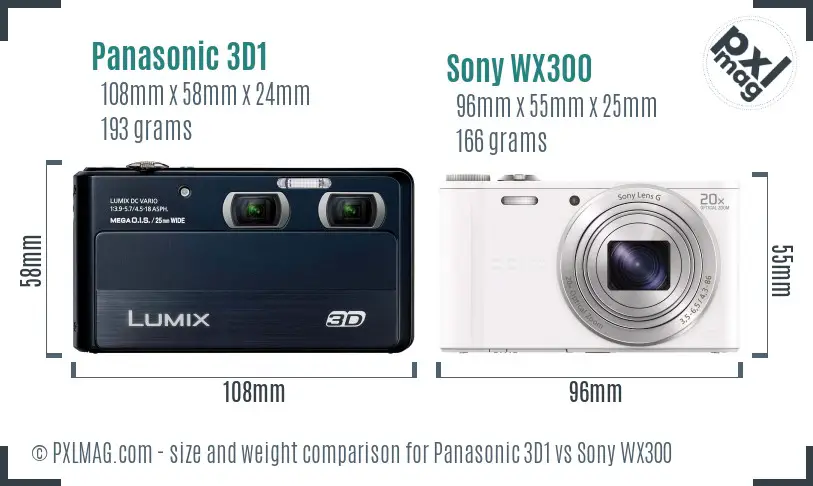 Panasonic 3D1 vs Sony WX300 size comparison