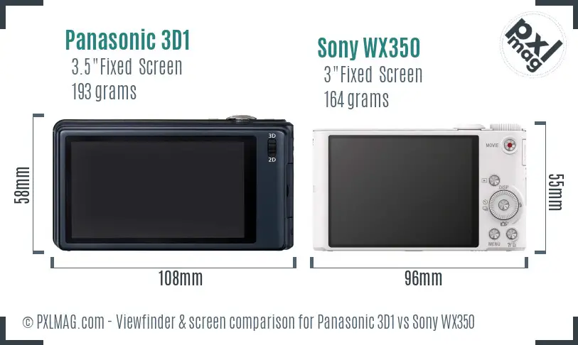 Panasonic 3D1 vs Sony WX350 Screen and Viewfinder comparison