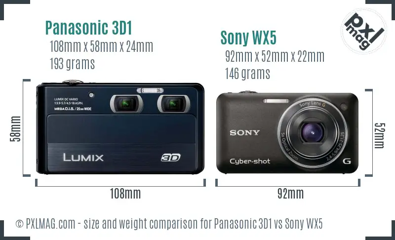 Panasonic 3D1 vs Sony WX5 size comparison