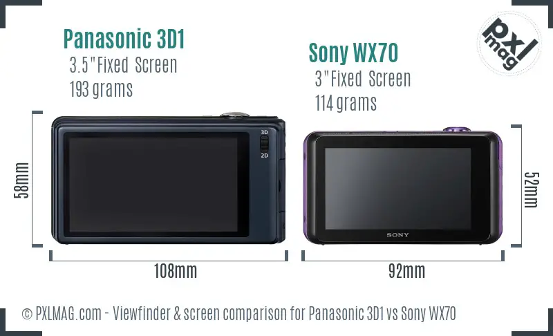 Panasonic 3D1 vs Sony WX70 Screen and Viewfinder comparison