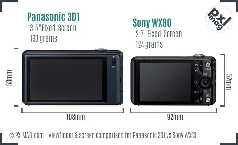 Panasonic 3D1 vs Sony WX80 Screen and Viewfinder comparison