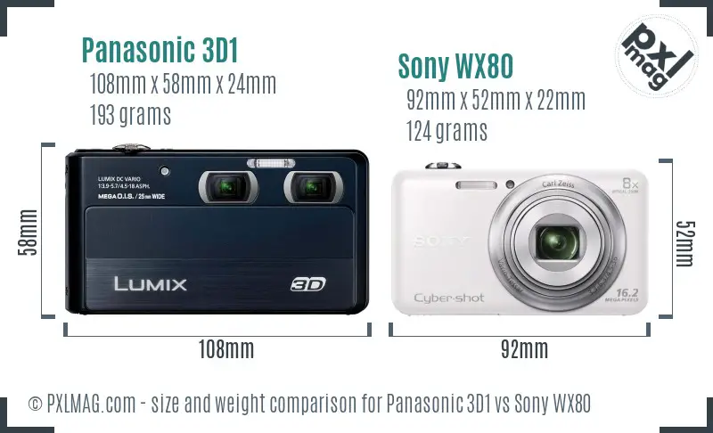 Panasonic 3D1 vs Sony WX80 size comparison